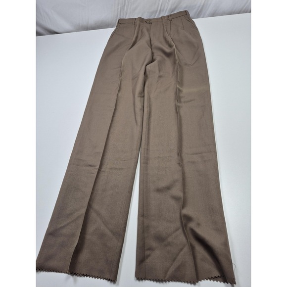 VTG Christian Dior Dress Pants Mens 32x36 Brown Wool Pleated Straight NWT